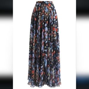 Chickwish watercolor floral maxi skirt